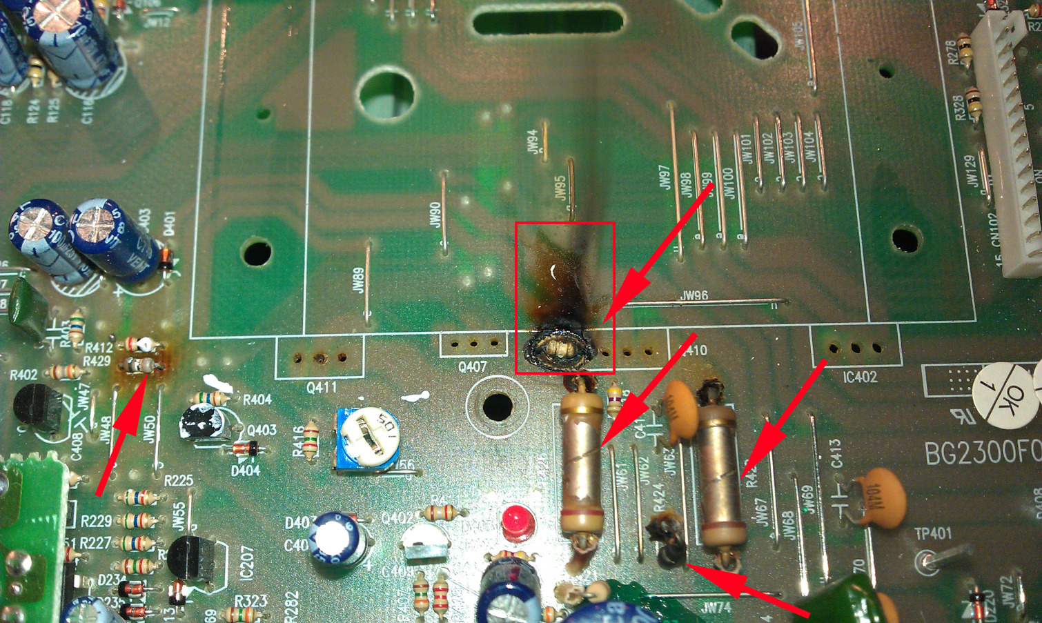 nutone ima3303 failed resistors with arrows.jpg